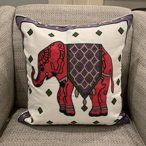 🐘 Embroidered Elephant Pillow Cover 🐘